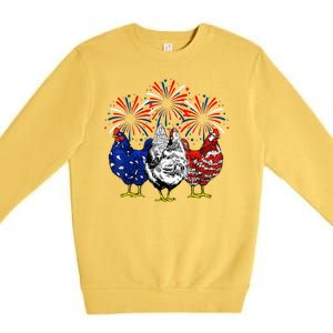 Chicken Usa Flag Patriotic Lover 4th Of July Premium Crewneck Sweatshirt