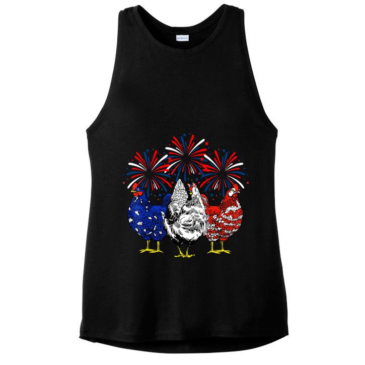Chicken Usa Flag Patriotic Lover 4th Of July Ladies PosiCharge Tri-Blend Wicking Tank