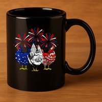 Chicken Usa Flag Patriotic Lover 4th Of July 11oz C Handle Ceramic Mug