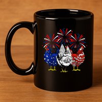 Chicken Usa Flag Patriotic Lover 4th Of July 11oz C Handle Ceramic Mug