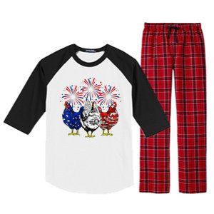 Chicken Usa Flag Patriotic Lover 4th Of July Raglan Sleeve Pajama Set