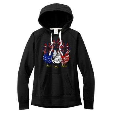 Chicken Usa Flag Patriotic Lover 4th Of July Women's Fleece Hoodie