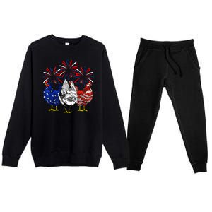 Chicken Usa Flag Patriotic Lover 4th Of July Premium Crewneck Sweatsuit Set