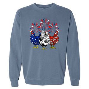 Chicken Usa Flag Patriotic Lover 4th Of July Garment-Dyed Sweatshirt