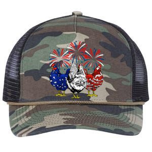 Chicken Usa Flag Patriotic Lover 4th Of July Retro Rope Trucker Hat Cap