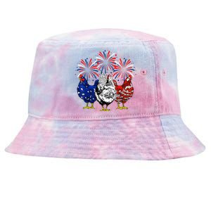 Chicken Usa Flag Patriotic Lover 4th Of July Tie-Dyed Bucket Hat