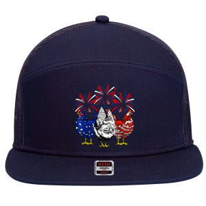 Chicken Usa Flag Patriotic Lover 4th Of July 7 Panel Mesh Trucker Snapback Hat