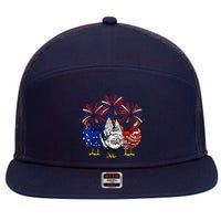 Chicken Usa Flag Patriotic Lover 4th Of July 7 Panel Mesh Trucker Snapback Hat