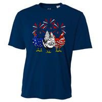 Chicken Usa Flag Patriotic Lover 4th Of July Cooling Performance Crew T-Shirt