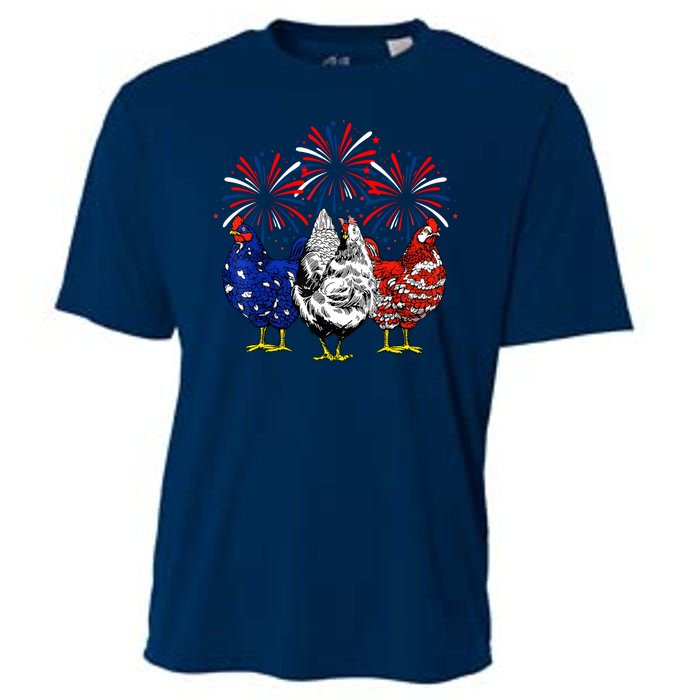 Chicken Usa Flag Patriotic Lover 4th Of July Cooling Performance Crew T-Shirt