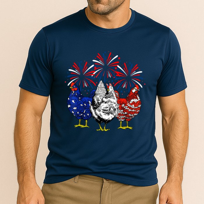 Chicken Usa Flag Patriotic Lover 4th Of July Cooling Performance Crew T-Shirt