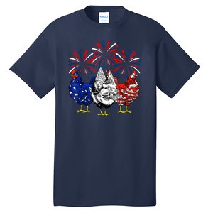 Chicken Usa Flag Patriotic Lover 4th Of July Tall T-Shirt