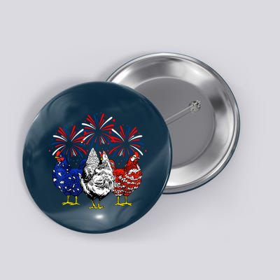 Chicken Usa Flag Patriotic Lover 4th Of July Button