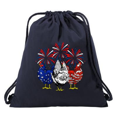 Chicken Usa Flag Patriotic Lover 4th Of July Drawstring Bag