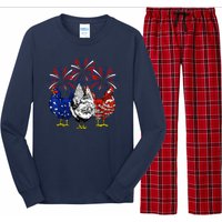 Chicken Usa Flag Patriotic Lover 4th Of July Long Sleeve Pajama Set