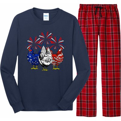 Chicken Usa Flag Patriotic Lover 4th Of July Long Sleeve Pajama Set