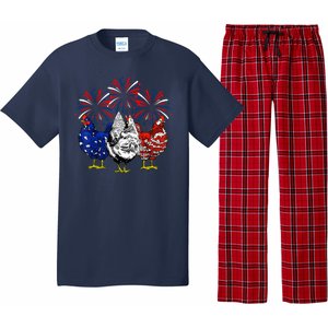 Chicken Usa Flag Patriotic Lover 4th Of July Pajama Set