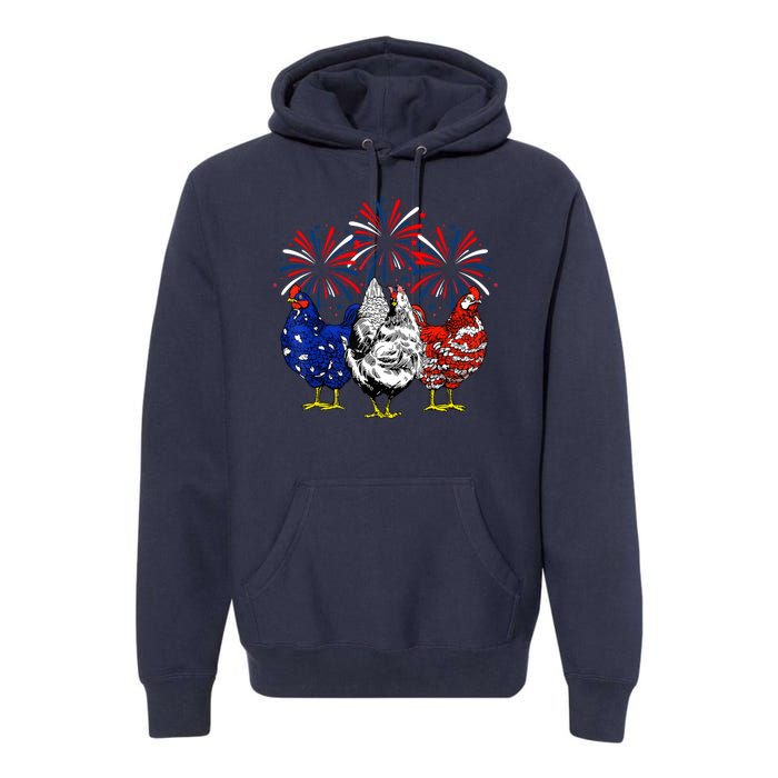 Chicken Usa Flag Patriotic Lover 4th Of July Premium Hoodie