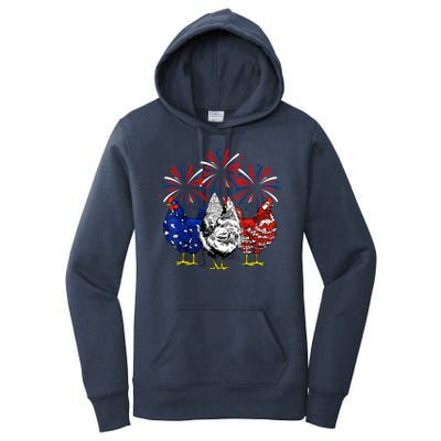 Chicken Usa Flag Patriotic Lover 4th Of July Women's Pullover Hoodie