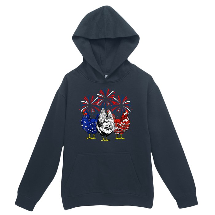 Chicken Usa Flag Patriotic Lover 4th Of July Urban Pullover Hoodie