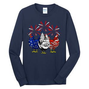 Chicken Usa Flag Patriotic Lover 4th Of July Tall Long Sleeve T-Shirt