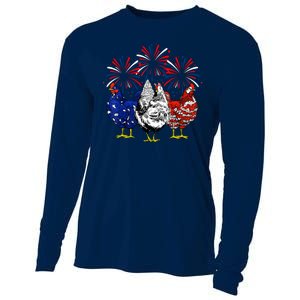 Chicken Usa Flag Patriotic Lover 4th Of July Cooling Performance Long Sleeve Crew