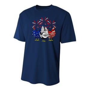 Chicken Usa Flag Patriotic Lover 4th Of July Youth Performance Sprint T-Shirt