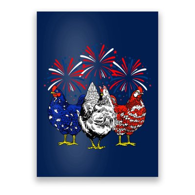 Chicken Usa Flag Patriotic Lover 4th Of July Poster