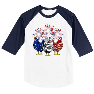 Chicken Usa Flag Patriotic Lover 4th Of July Baseball Sleeve Shirt