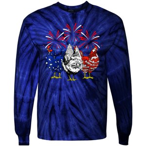 Chicken Usa Flag Patriotic Lover 4th Of July Tie-Dye Long Sleeve Shirt