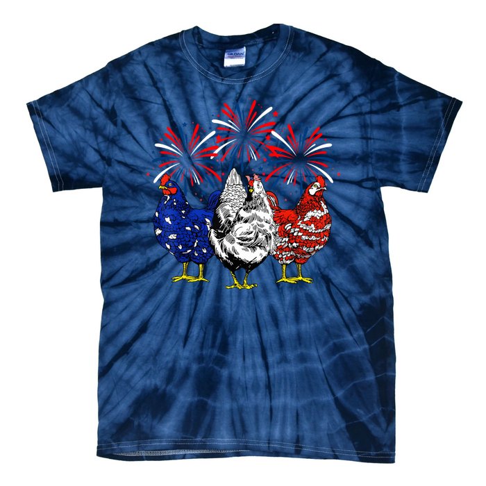 Chicken Usa Flag Patriotic Lover 4th Of July Tie-Dye T-Shirt