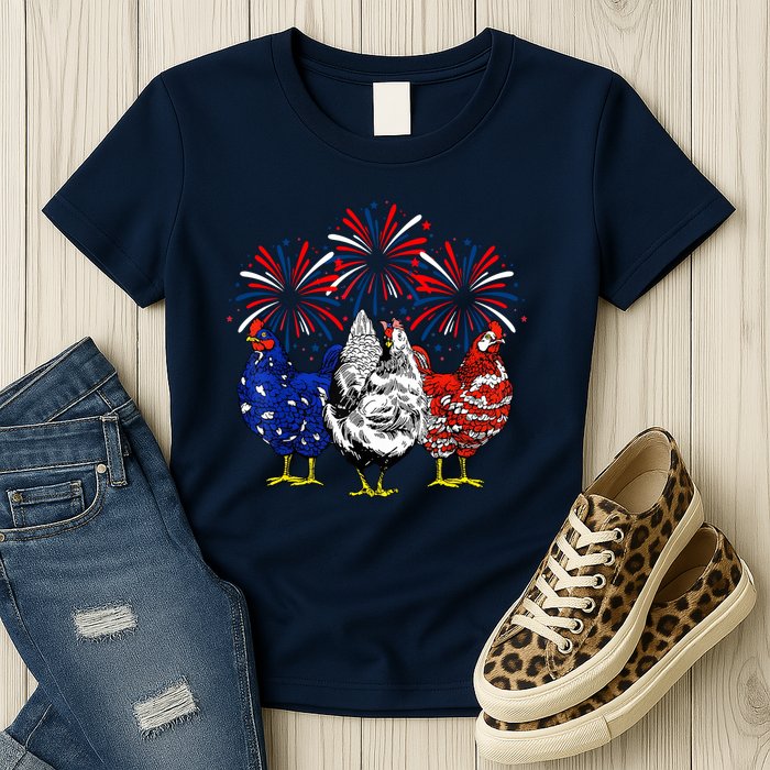 Chicken Usa Flag Patriotic Lover 4th Of July Womens T-Shirt