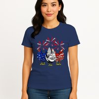 Chicken Usa Flag Patriotic Lover 4th Of July Womens T-Shirt