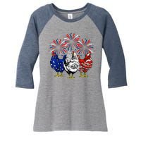 Chicken Usa Flag Patriotic Lover 4th Of July Women's Tri-Blend 3/4-Sleeve Raglan Shirt