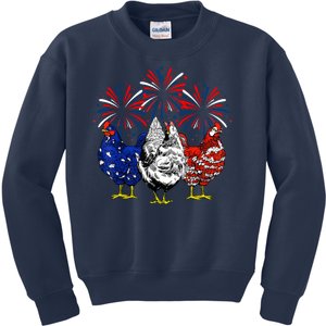 Chicken Usa Flag Patriotic Lover 4th Of July Kids Sweatshirt