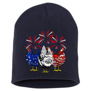 Chicken Usa Flag Patriotic Lover 4th Of July Short Acrylic Beanie