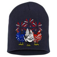 Chicken Usa Flag Patriotic Lover 4th Of July Short Acrylic Beanie