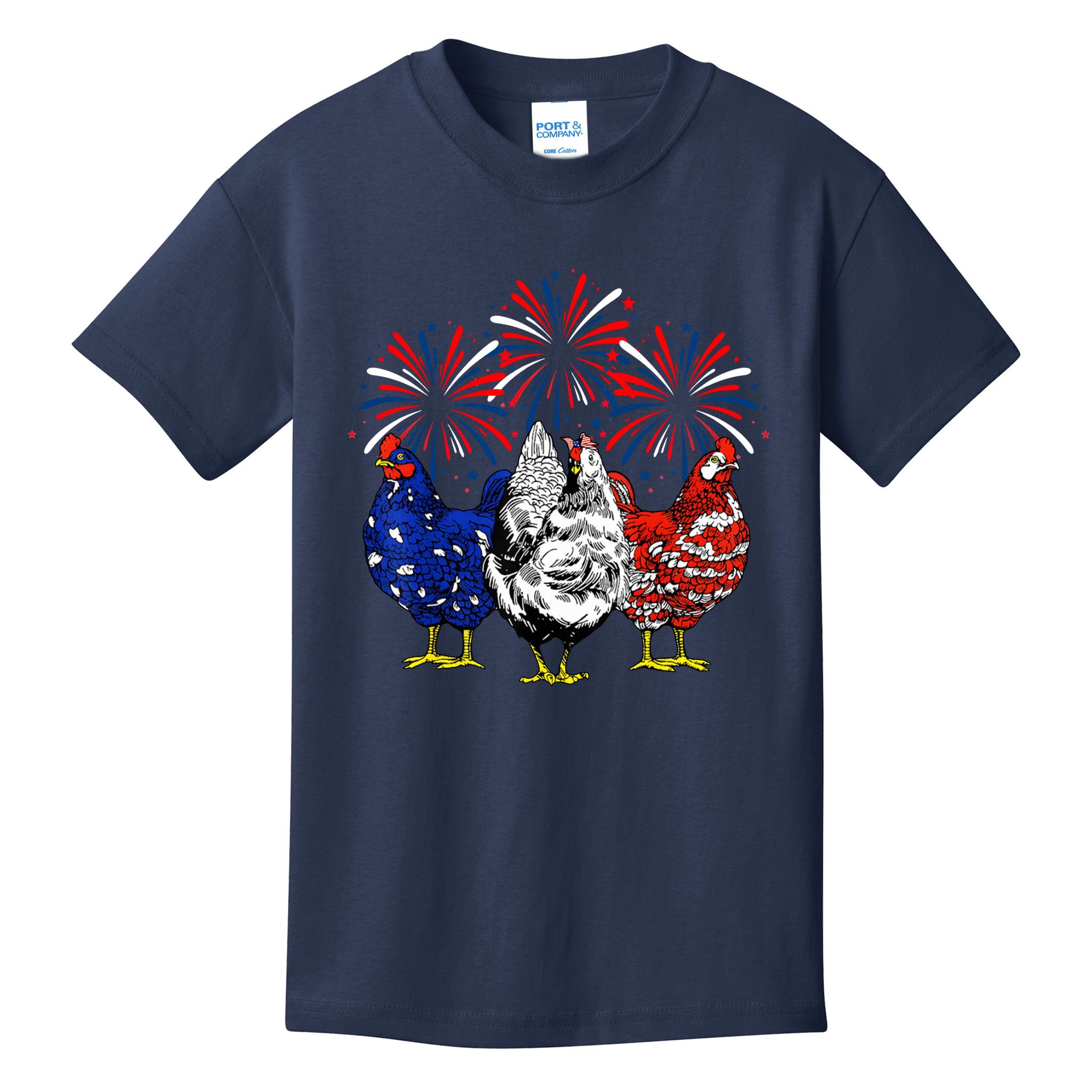 Chicken Usa Flag Patriotic Lover 4th Of July Kids T-Shirt