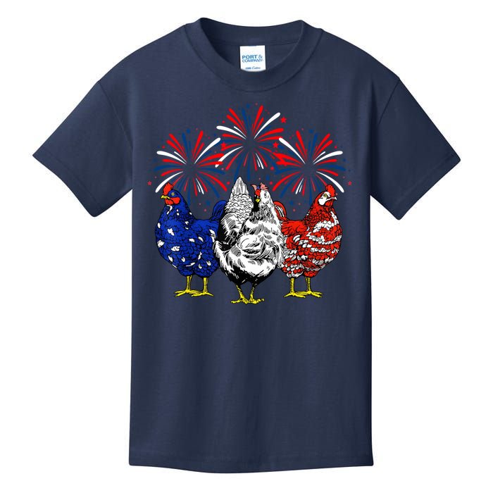 Chicken Usa Flag Patriotic Lover 4th Of July Kids T-Shirt