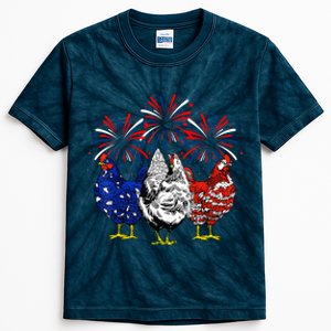 Chicken Usa Flag Patriotic Lover 4th Of July Kids Tie-Dye T-Shirt