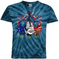 Chicken Usa Flag Patriotic Lover 4th Of July Kids Tie-Dye T-Shirt