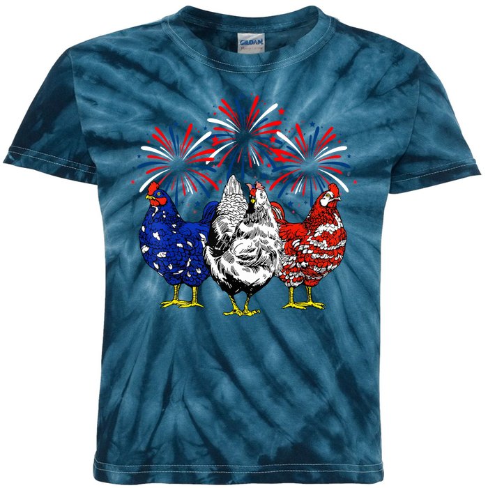 Chicken Usa Flag Patriotic Lover 4th Of July Kids Tie-Dye T-Shirt