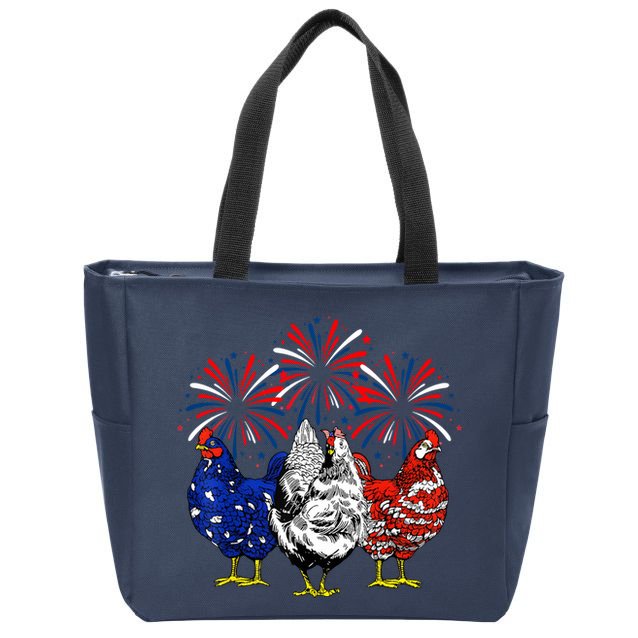 Chicken Usa Flag Patriotic Lover 4th Of July Zip Tote Bag