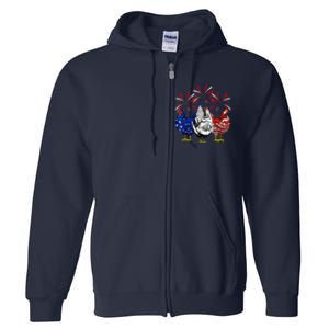 Chicken Usa Flag Patriotic Lover 4th Of July Full Zip Hoodie