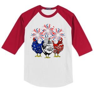 Chicken Usa Flag Patriotic Lover 4th Of July Kids Colorblock Raglan Jersey