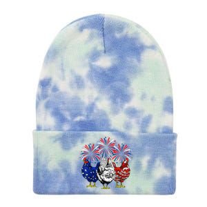 Chicken Usa Flag Patriotic Lover 4th Of July Tie Dye 12in Knit Beanie