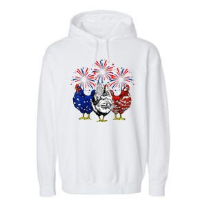 Chicken Usa Flag Patriotic Lover 4th Of July Garment-Dyed Fleece Hoodie