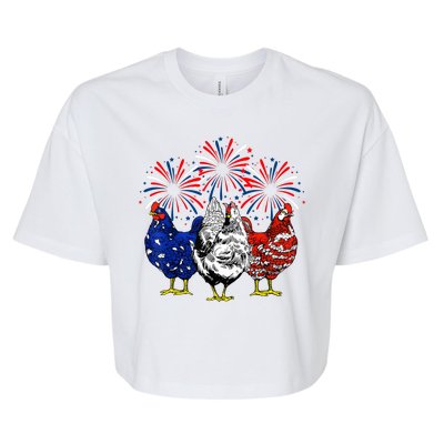 Chicken Usa Flag Patriotic Lover 4th Of July Bella+Canvas Jersey Crop Tee