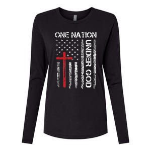 Christian USA Flag Christian Faith Family Womens Cotton Relaxed Long Sleeve T-Shirt