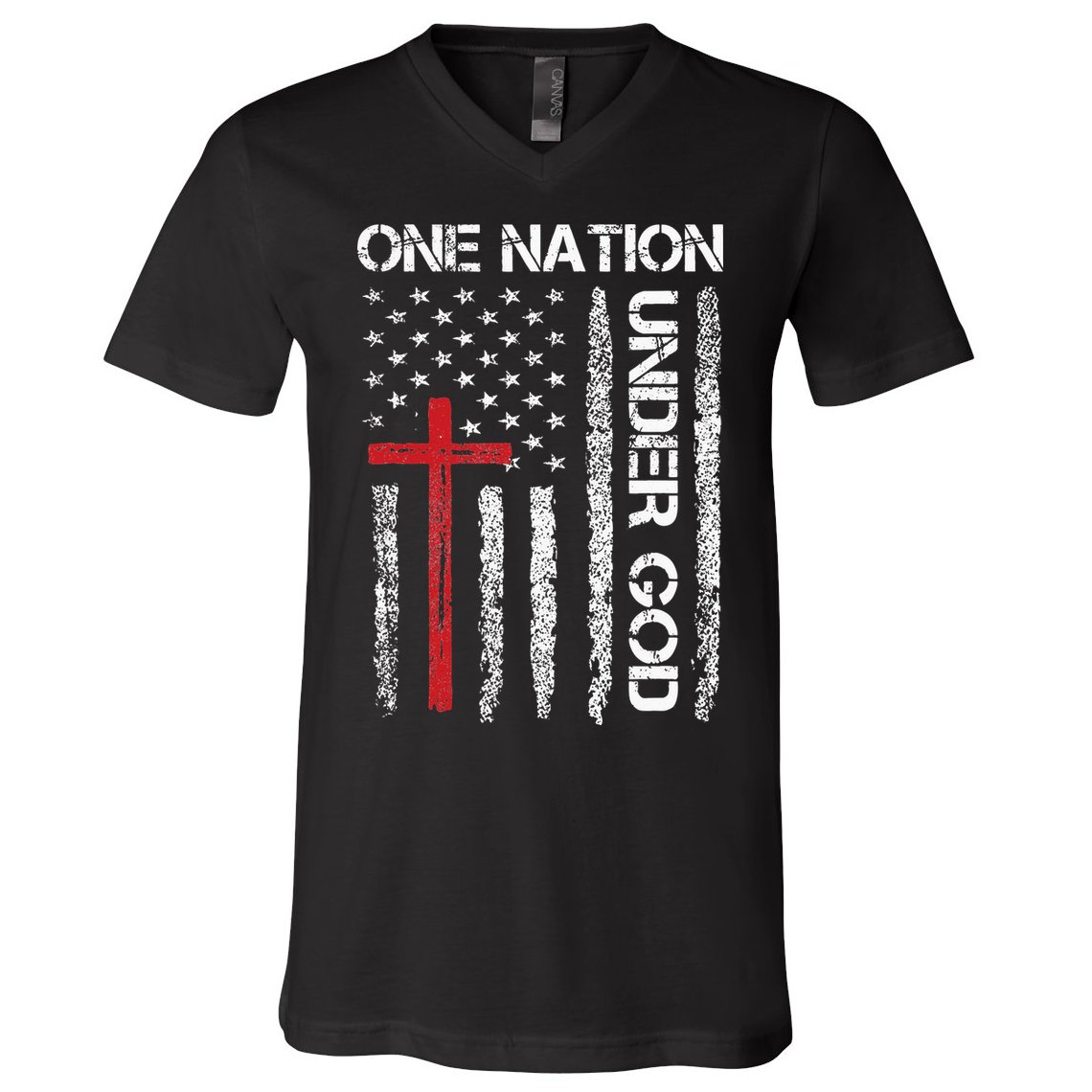 Christian USA Flag Christian Faith Family V-Neck T-Shirt